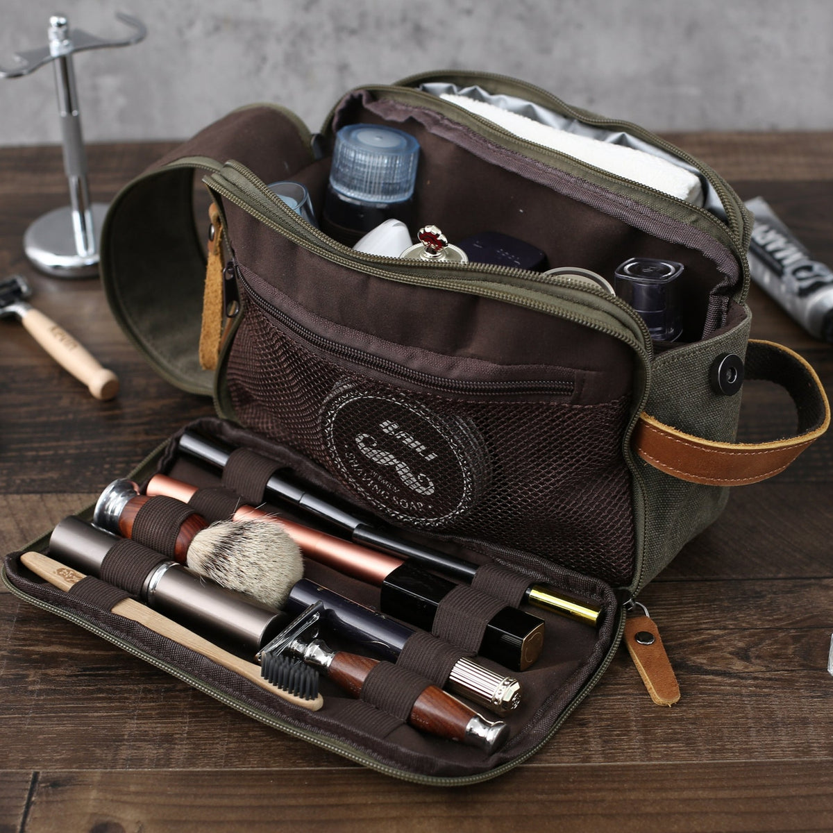 tobchonp Handcrafted Canvas Toiletry Bag For Men Personalized, Shaving Kit  Canvas Kit For Travel, Gift For Husband, Gift For Him, Groomsmen Gifts 