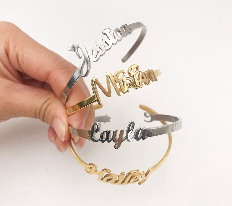 Bridesmaid Gifts Personalized Name Bangle Custom Name Bracelet Custom –  UrWeddingGifts