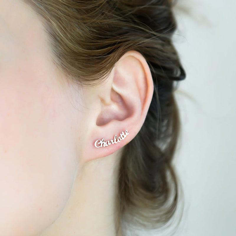 Classic Custom Name Earrings – Crystal Rose Charms & Co.