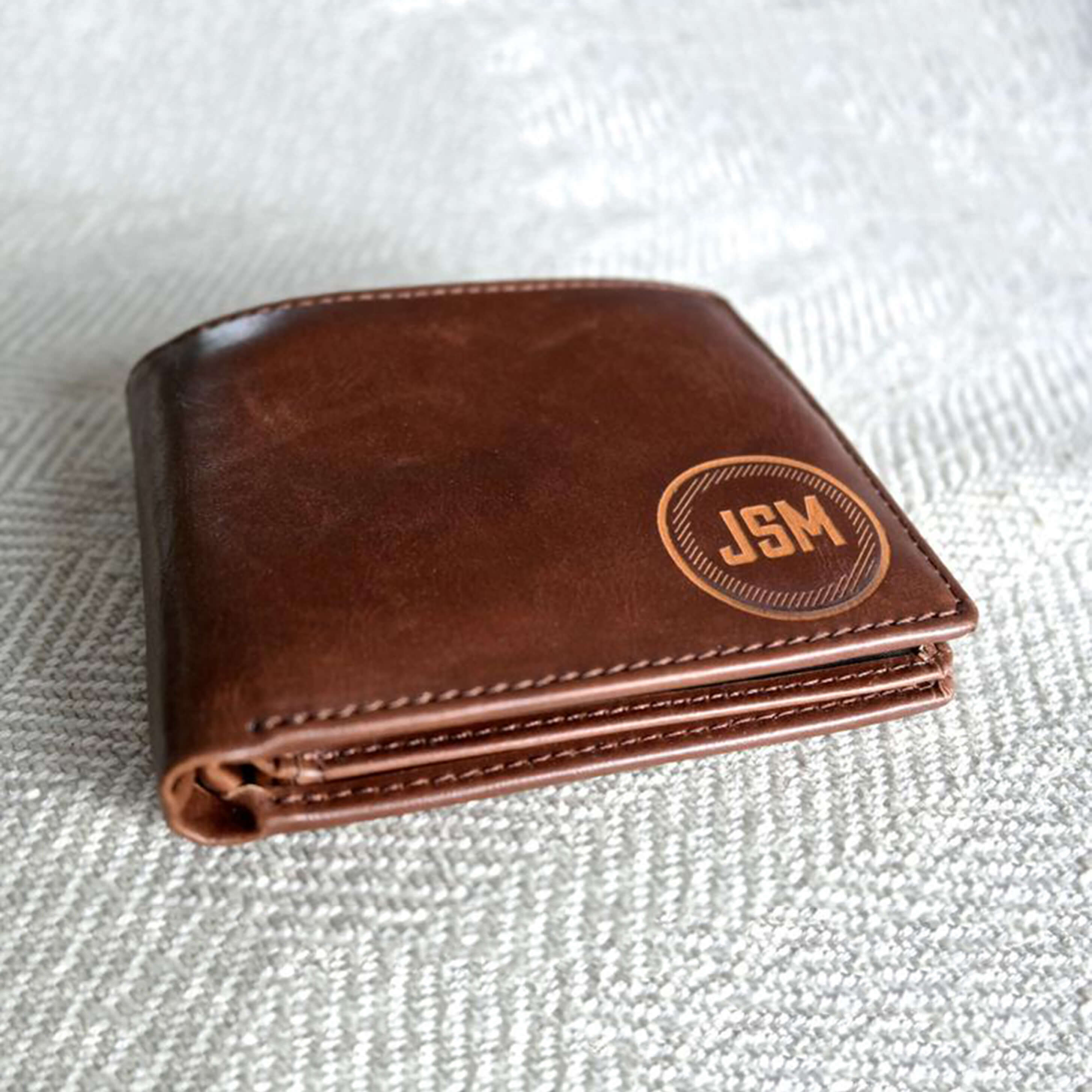 Men's Personalized Engraved Monogrammed Leather Wallet