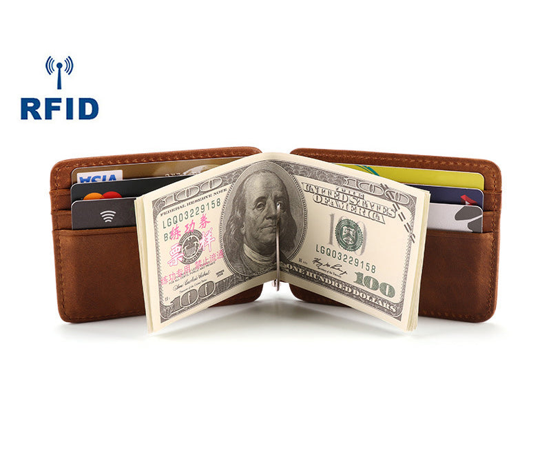 RFID Slim Money Clip Wallet Tan-Olive, Gifts for Him