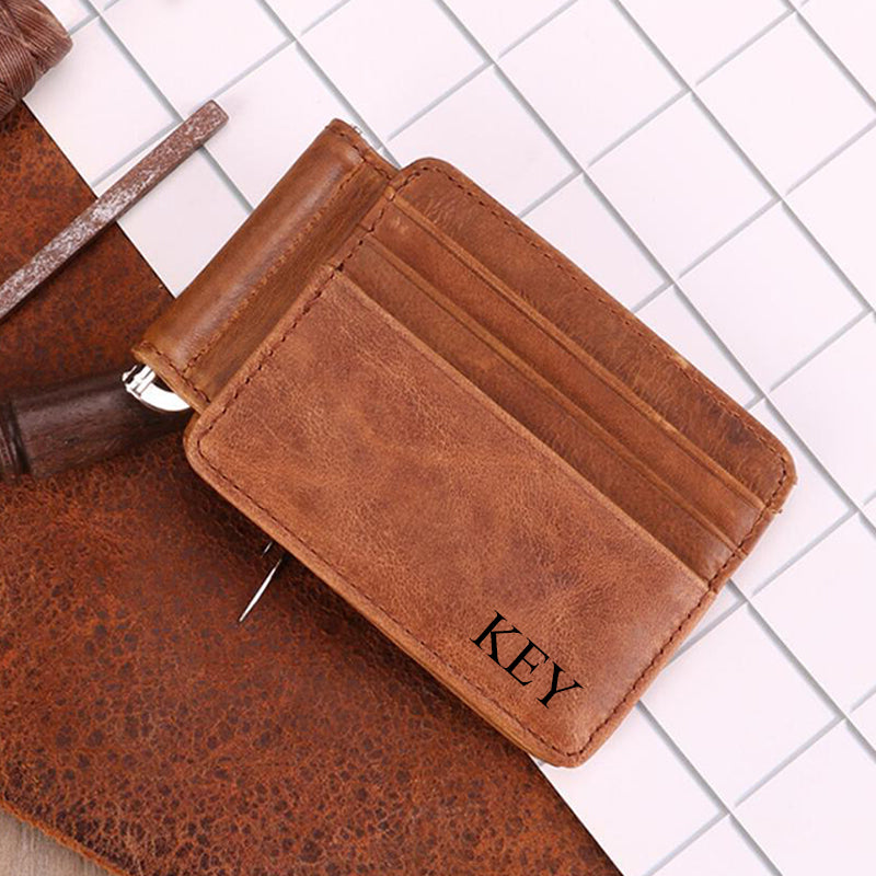 Personalized Leather Card Case Monogram Leather Card Holder 