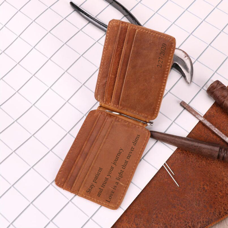 Groomsmen Gifts Personalized Mens Wallet RFID Leather Wallet Monogram Men  Money Clip Leather Thin Minimalist Wallet