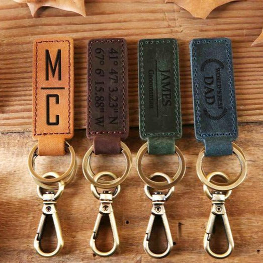 Custom Leather Keyring as Gift for Women Personalized Leather 