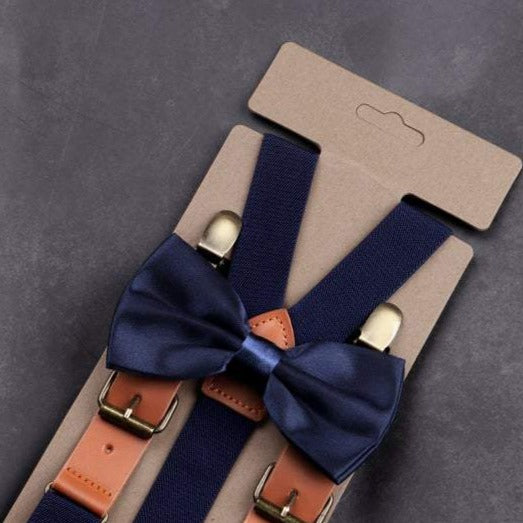 Natural Tan Leather Buckle Skinny Suspenders – Blade + Blue